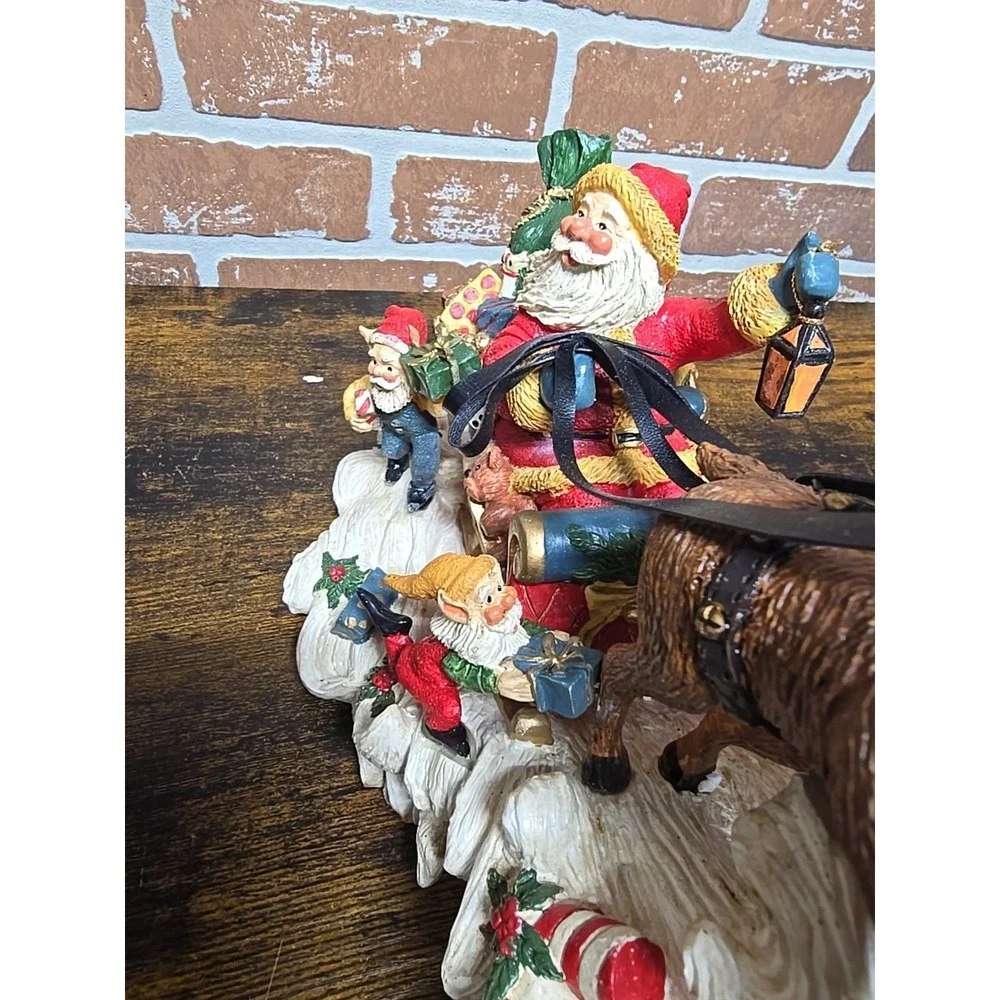 Vtg Santa‎ On His Sleigh Reindeer Holiday Style Figurine 12
